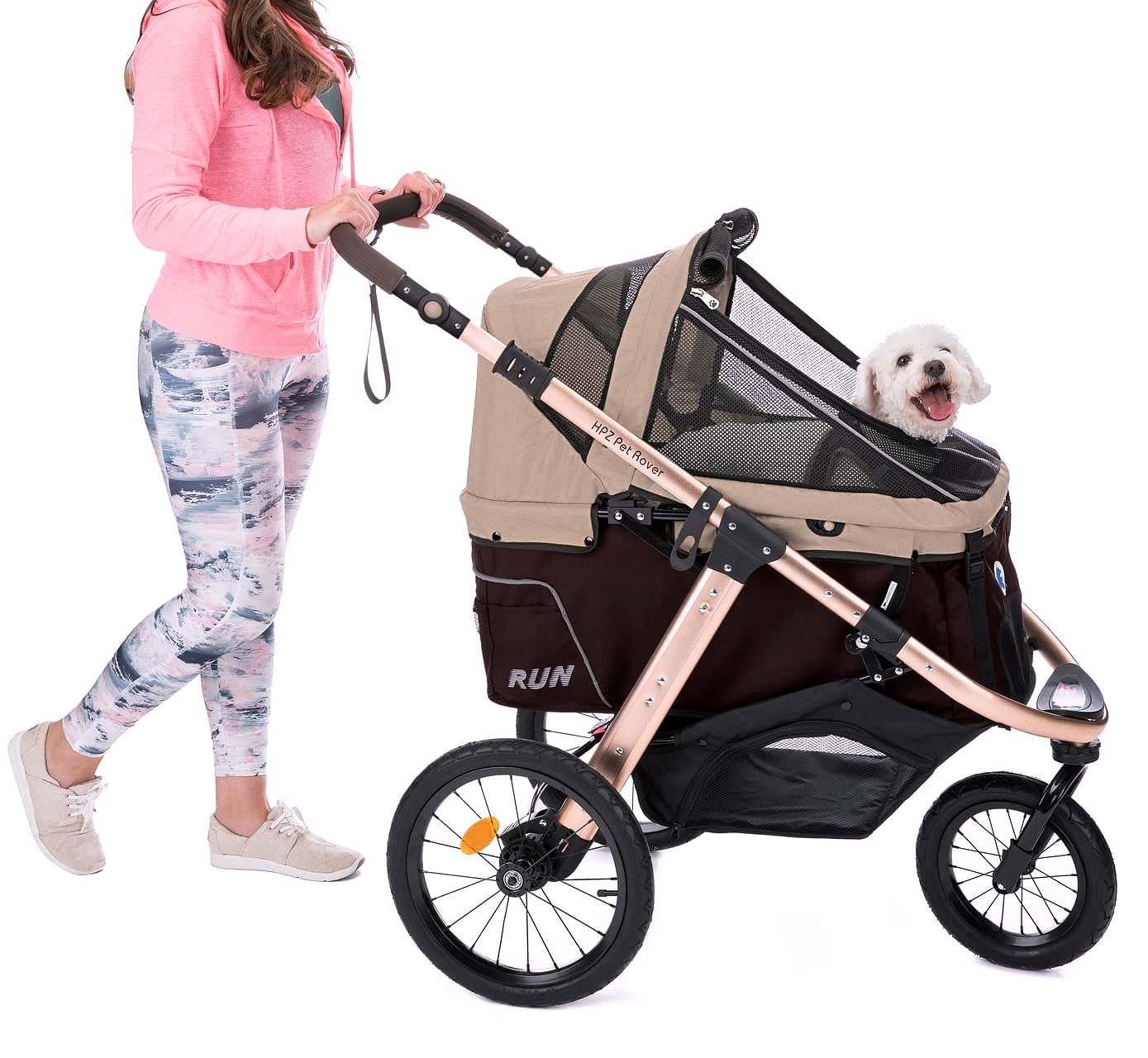 2026 Jogging-Sport-Tierbuggy mit Komfort-Gummirädern / Reißverschlusslosem Einstieg / Einhand-Schnellfaltung / Aluminiumrahmen für kleine & mittelgroße Hunde, Katzen und Haustiere (Grün Camouflage)