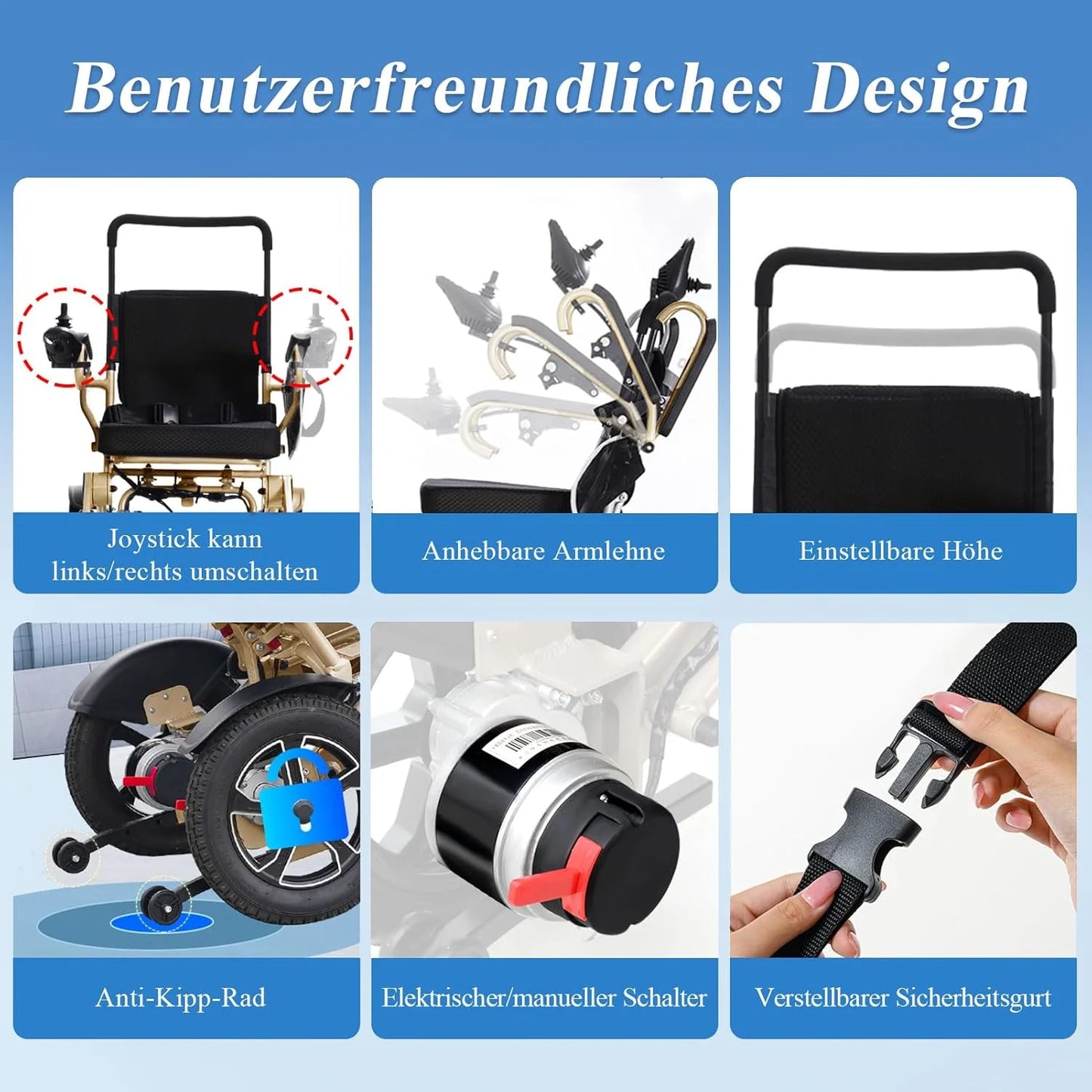 2026 WEYRAL 50cm Breite Sitz Elektrischer Rollstuhl für Erwachsene,mit Schutzhülle, Leichter Elektro Rollstuhl bis 150kg,40km Lange Elektrorollstuhl, Elektro Rollstuhl für Senioren
