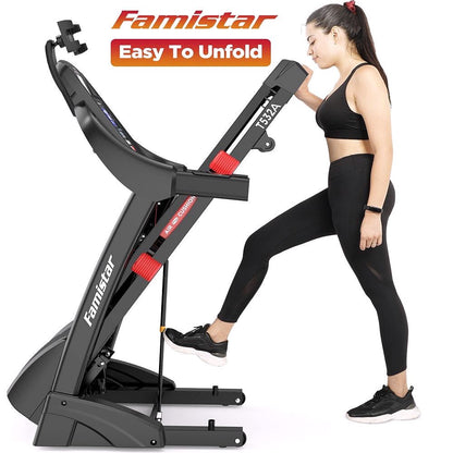 2026 Famistar Klappbares Laufband für Zuhause mit 15-stufiger Automatik-Steigung, 300 lbs Tragkraft, bis 10 MPH Geschwindigkeit