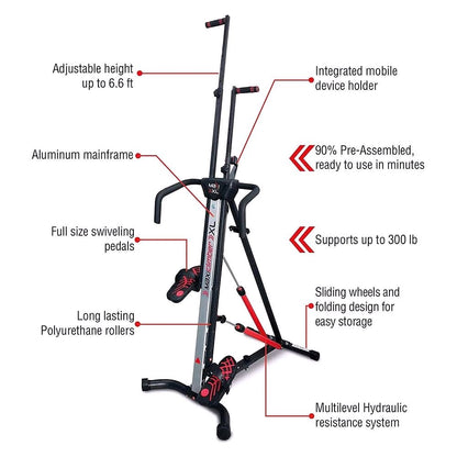 2026 MaxiClimber XL Vertikaler Heimtrainer mit Hydraulischem Widerstand – Ganzkörper-Kletter- & Trainingssystem