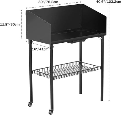 2026 Kochtisch für Outdoor-Camping für Dutch Oven und Lebensmittelzubereitung, zusammenklappbarer Grilltisch, Camping-Küchenstation mit seitlichem Windschutz und Aufbewahrungskorb für Grillen im Garten, Picknick, Wohnmobil
