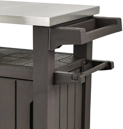 2026 2026 Keter Unity XL Mobiler Patio-Wagen – Wetterfester Außenküchentisch mit Edelstahl-Arbeitsfläche, Abschließbarem Stauraum & Zubehör