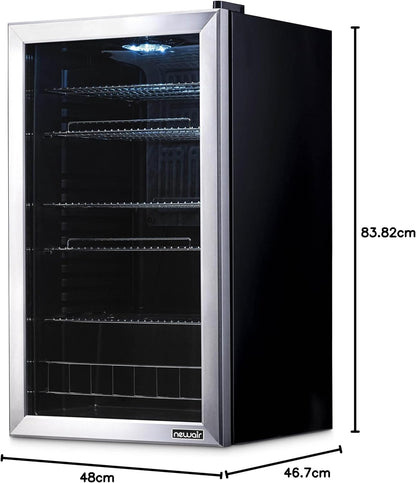 2026 Getränkekühlschrank | Freistehender Kühlschrank für 126 Dosen mit Glastür mit Scharnier rechts | Mini-Getränkekühlschrank, perfekt für Bier, Wein, Limonade und kühlere Getränke