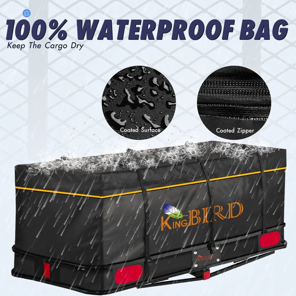 2026 King Bird 60" X 24" X 6" Klappbarer Gepäckträger für die Anhängerkupplung, passend für 2-Zoll-Empfänger, 550 Pfund Tragkraft, mit wasserdichter Gepäcktasche und Packgurten