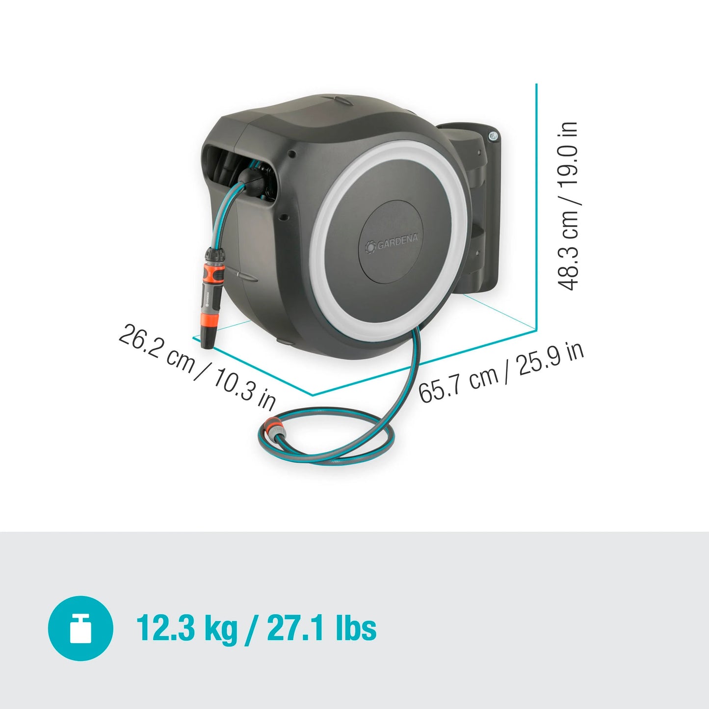 2026 Wand-Schlauchbox Rollup L (weiß) 30 m inkl. ecoPulse Reinigungsspritze