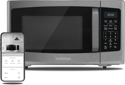 2026 TOSHIBA 4-in-1 ML-EC42P(SS) Mikrowellenherd für die Arbeitsplatte, Smart Sensor, Konvektion, Heißluftfritteuse-Kombination, Stummschaltfunktion, Positionsspeicher, 13,6" Drehteller, 1,5 Kubikfuß, 1000 W, silber
