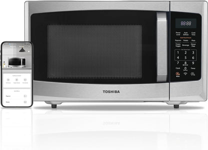 2026 TOSHIBA 4-in-1 ML-EC42P(SS) Mikrowellenherd für die Arbeitsplatte, Smart Sensor, Konvektion, Heißluftfritteuse-Kombination, Stummschaltfunktion, Positionsspeicher, 13,6" Drehteller, 1,5 Kubikfuß, 1000 W, silber