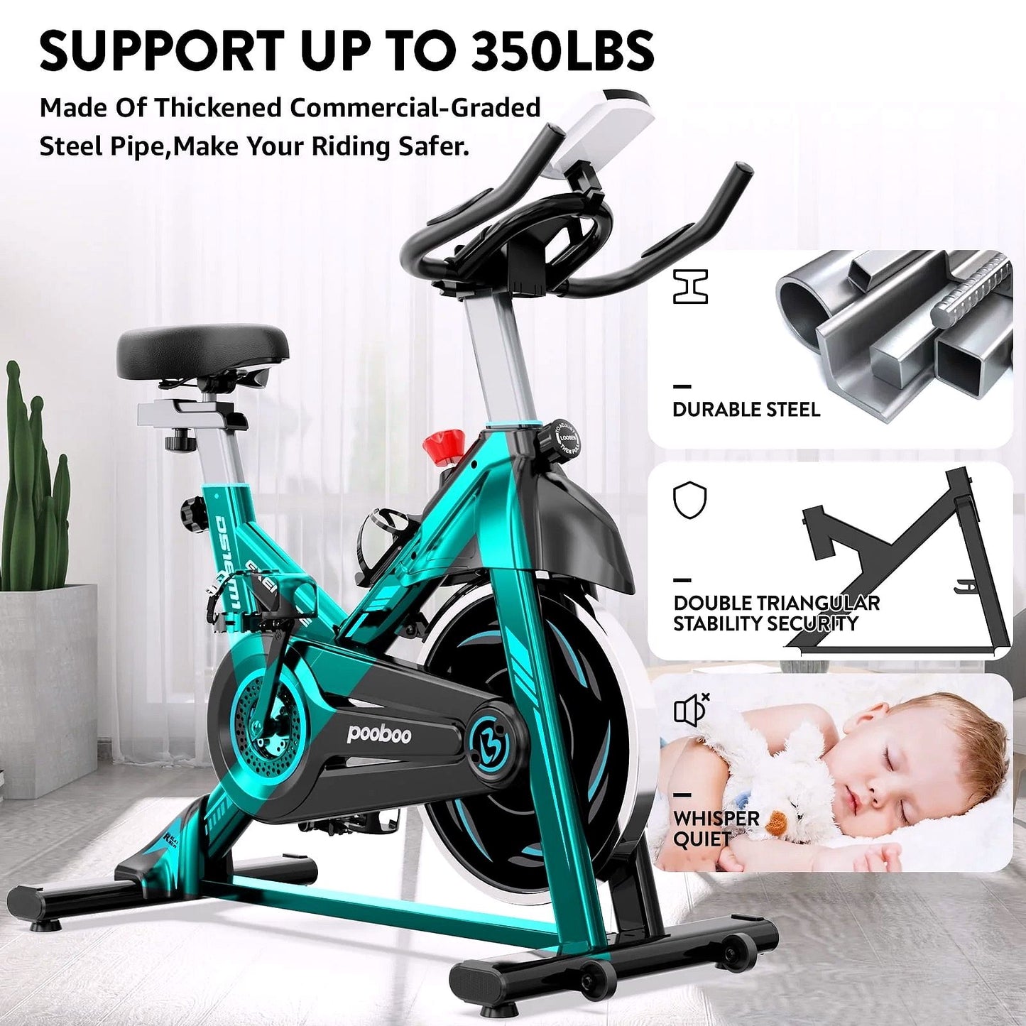 2026 Pooboo Indoor Cycling Bike – Magnetisches Heimtrainer-Fahrrad für Cardio-Training