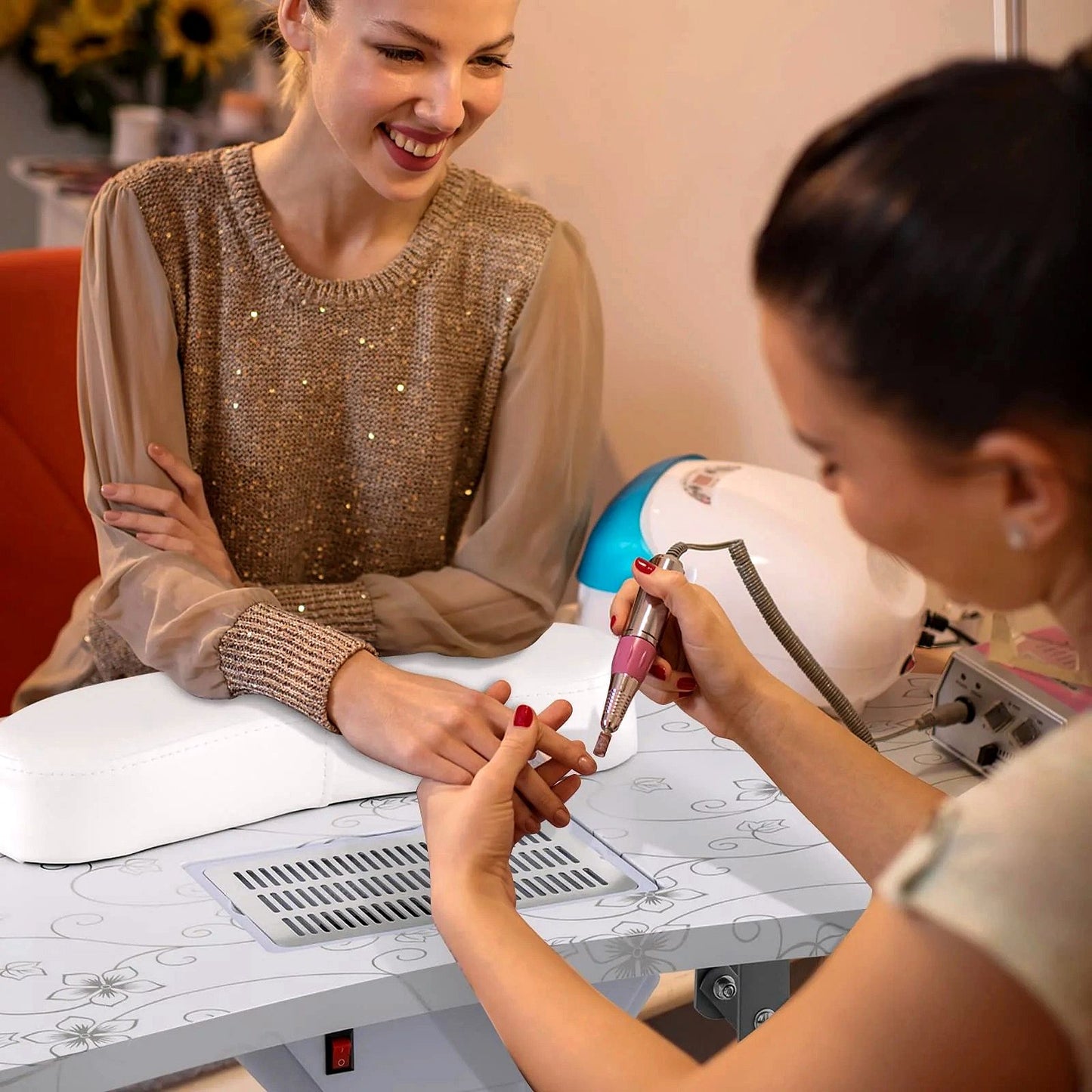 2026 LDAILY Tragbarer Nageltisch mit elektrischem Staubabsauger
