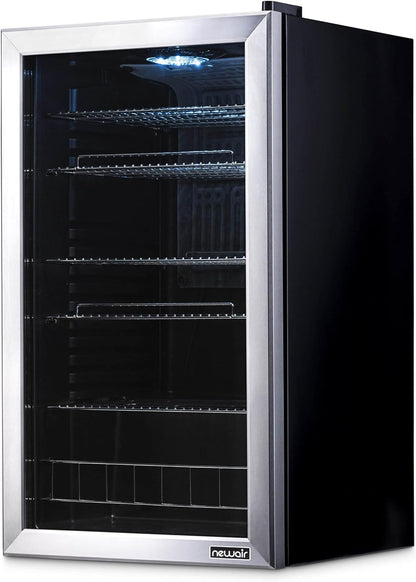 2026 Getränkekühlschrank | Freistehender Kühlschrank für 126 Dosen mit Glastür mit Scharnier rechts | Mini-Getränkekühlschrank, perfekt für Bier, Wein, Limonade und kühlere Getränke