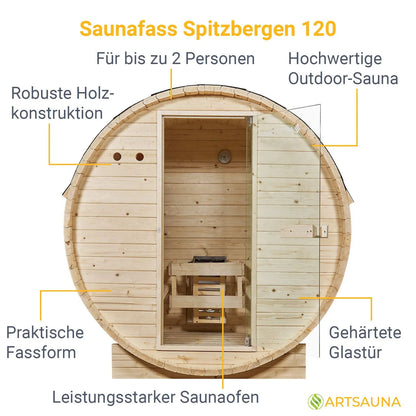 2026 Fasssauna Spitzbergen mit Saunaofen