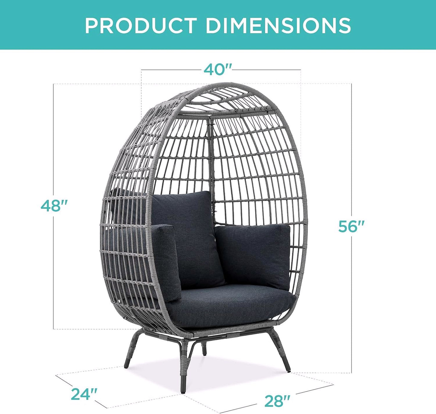 2026 Best Choice Products Wicker Egg Chair – Übergroßer Indoor- & Outdoor-Loungesessel für Terrasse, Garten & Wohnzimmer
