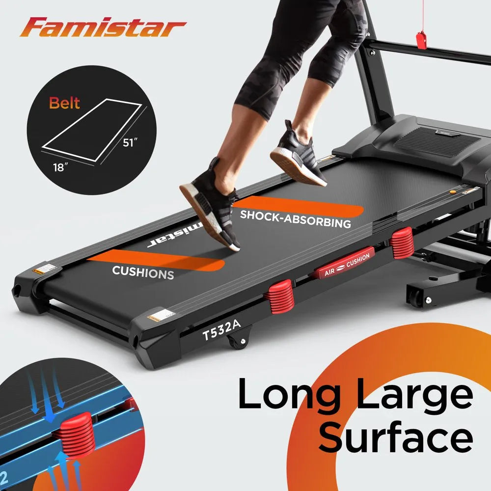 2026 Famistar Klapp-Laufband für zu Hause mit 15 Stufen Automatischer Steigung, 300LB Kapazität, 10MPH Höchstgeschwindigkeit