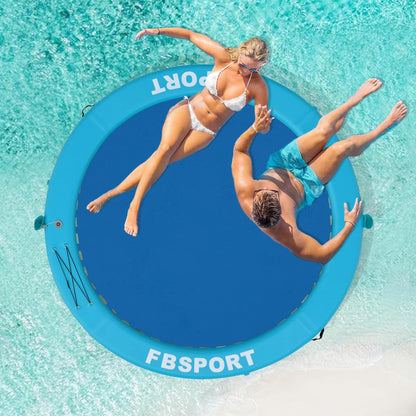 2026 Aufblasbares Dock, schwimmende Plattform, 2,44 m aufblasbares Wasserhängematten-Schwimmdeck für See mit Getränkehalter, runder Schwimmring, Schwimmfloß, Liegeinsel, Plattformpolster