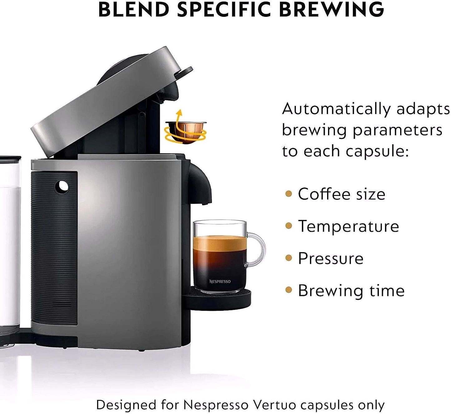 2026 Nespresso Vertuo Plus Kaffee- und Espressomaschine von De'Longhi, Grau, mit Aeroccino Milchaufschäumer