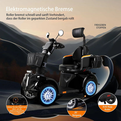 2026 ZVGREEN-Mobilitätsroller mit 4 Rädern-Seniorenmobil-Kapitänssitz-Max. 15km/h-geräumiger Stauraum-drehbarer Sitz-Elektromagnetische Bremse