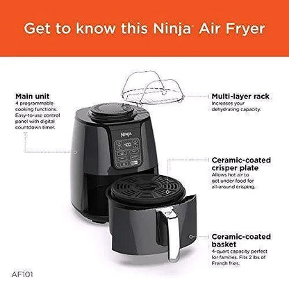 2026 Ninja AF101 Heißluftfritteuse, 4 Qt, Schwarz/Grau