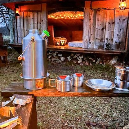 2026 Kelly Kettle Ultimate Base Camp Kit – 54 oz großer Campingkessel aus Edelstahl, leichter Campingkessel mit Pfeife, Kelly Kettle-Kocher zum Angeln, Jagen, Wandern