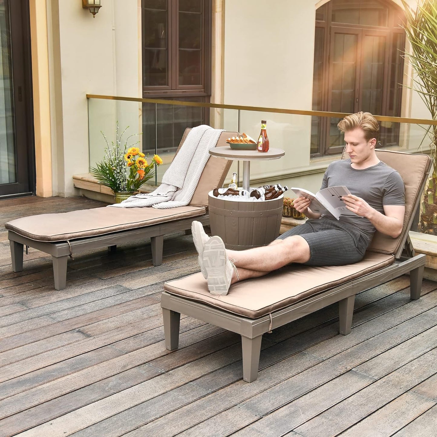 2026 Chaiselongue-Stühle für den Außenbereich, 4er-Set mit verstellbarer Rückenlehne, stabile Liegen für Terrasse und Poolrand, einfache Montage, wasserdicht und leicht mit einer Tragfähigkeit von 120 kg, schwarz