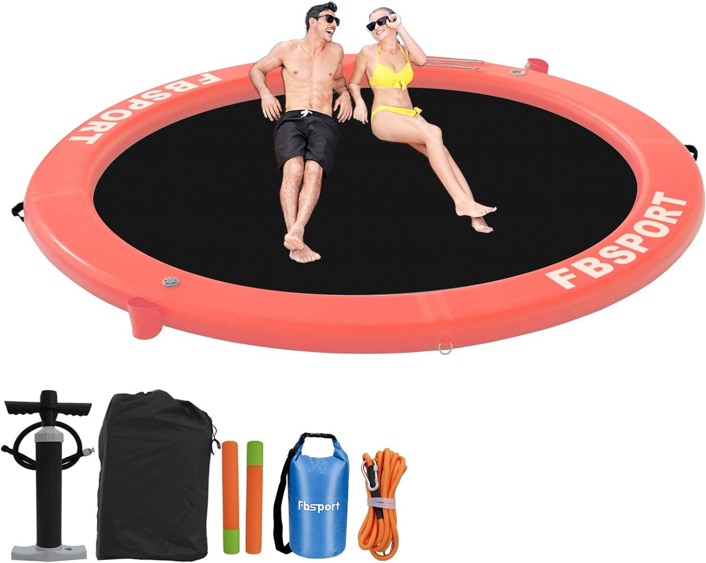 2026 Aufblasbares Dock, schwimmende Plattform, 2,44 m aufblasbares Wasserhängematten-Schwimmdeck für See mit Getränkehalter, runder Schwimmring, Schwimmfloß, Liegeinsel, Plattformpolster