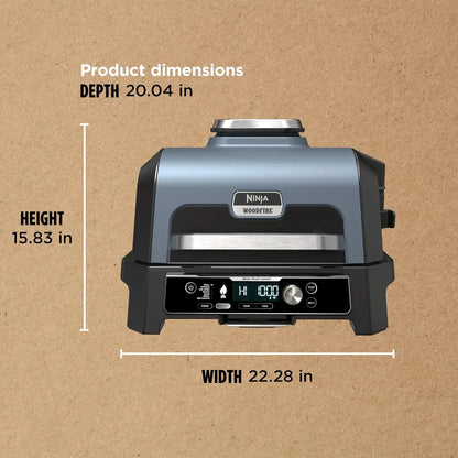 2026 Premium XL Outdoor-Grill & Smoker, Bluetooth, App-fähig, 7-in-1 Master Grill, BBQ-Smoker, Outdoor-Heißluftfritteuse, Woodfire-Technologie, 2 eingebaute Thermometer, Schwarz