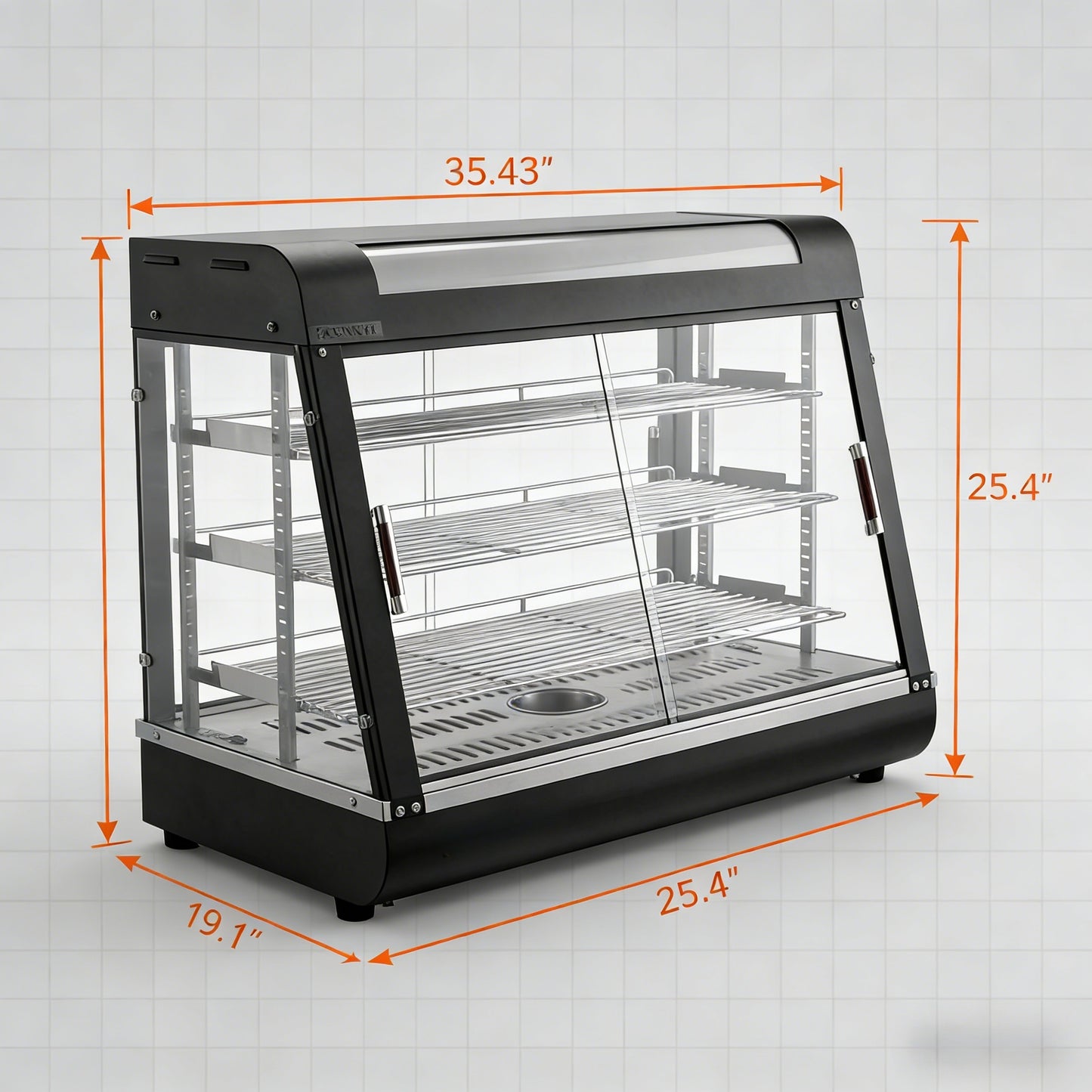2026 3-Tier 35" 1500W 110V Hot Food Warmer Display Case Countertop