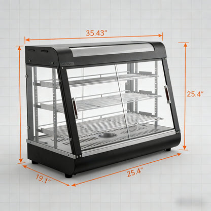 2026 3-Tier 35" 1500W 110V Hot Food Warmer Display Case Countertop