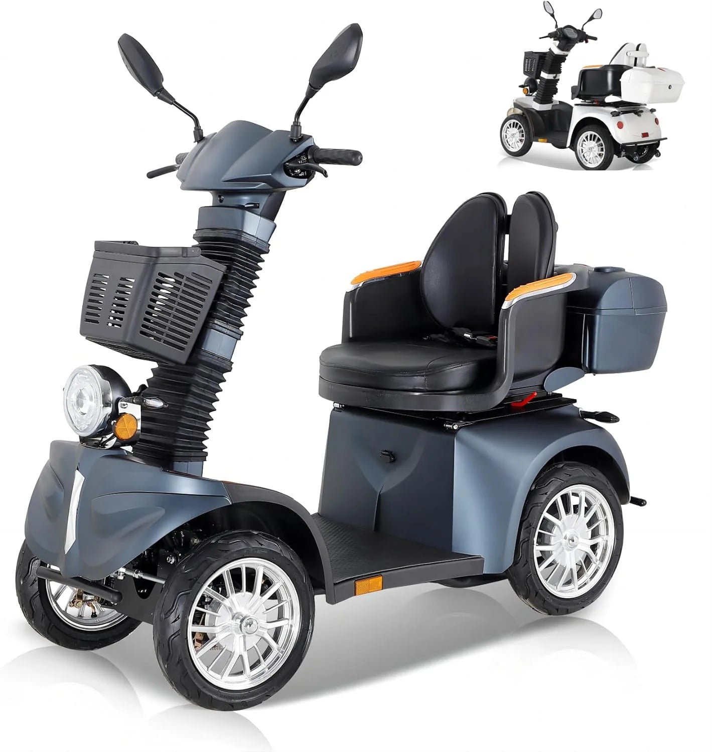 2026 ZVGREEN-Mobilitätsroller mit 4 Rädern-Seniorenmobil-Kapitänssitz-Max. 15km/h-geräumiger Stauraum-drehbarer Sitz-Elektromagnetische Bremse