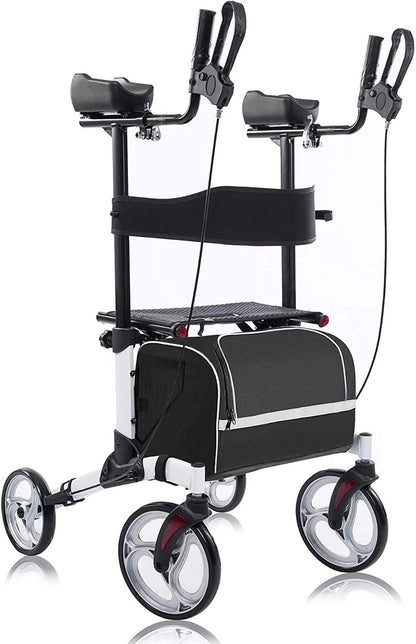 2026 BEYOUR WALKER Aufrechter Rollator, 10″ Räder, Verstellbare Armlehnen, Klappbares Design, Weiß – Mobilitätshilfe für Senioren