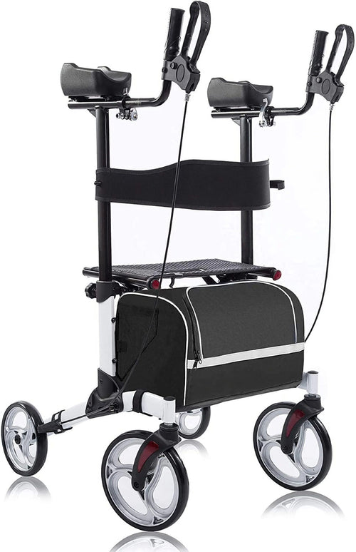 2026 BEYOUR WALKER Aufrechter Rollator, 10″ Räder, Verstellbare Armlehnen, Klappbares Design, Weiß – Mobilitätshilfe für Senioren
