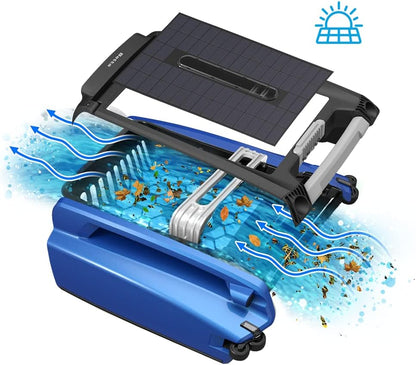 2026 Solarbetriebener automatischer Roboter-Skimmer-Reiniger für Pools mit 30 Stunden kontinuierlicher Reinigungsleistung durch Akkubetrieb und überarbeiteten, salz- und chlortoleranten Twin-Motoren (weiß)