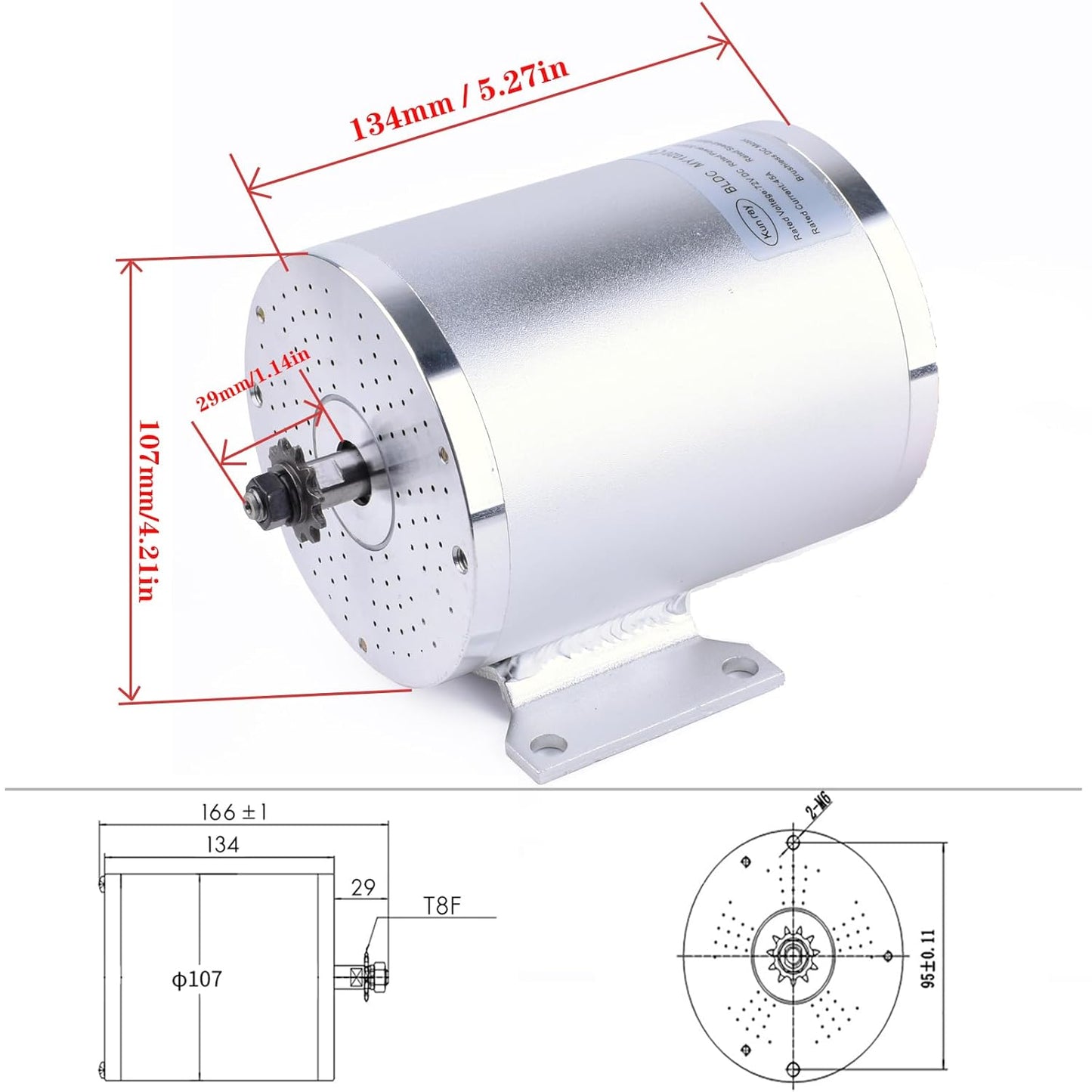 2026 72 V 3000 W bürstenloser Motorsatz mit 24 Mosfet 50 A-Controller und Gashebel für Elektroroller, E-Bike-Motor, Motorrad-DIY-Teileumbausatz (6 Teile in 1 und Motor mit Fuß)