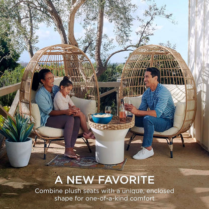 2026 Best Choice Products Wicker Egg Chair – Übergroßer Indoor- & Outdoor-Loungesessel für Terrasse, Garten & Wohnzimmer