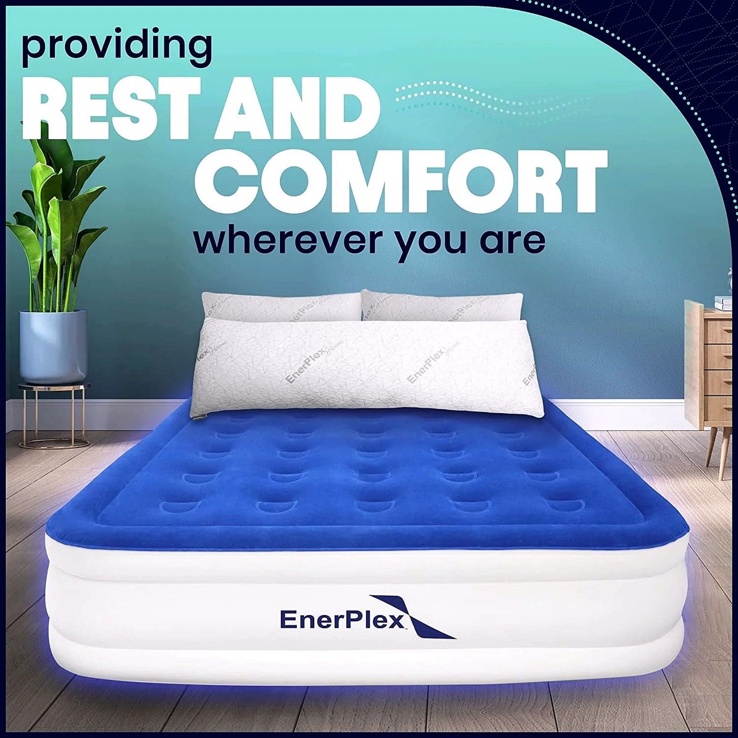 2026 EnerPlex Luftmatratze mit integrierter Pumpe – Doppelhöhe aufblasbare Matratze für Camping, Zuhause & Reisen – Queen, 13 Zoll