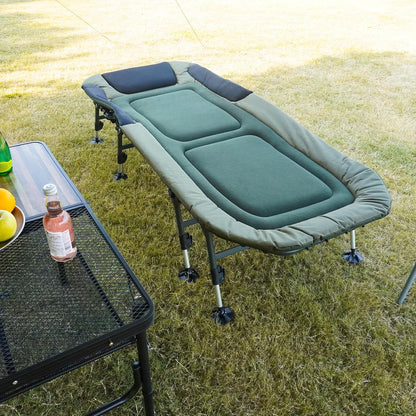 2026 Campingbetten für Erwachsene, 150 kg, mit Tragetasche, robustes Klappbett mit weich gepolstertem Kissen, tragbares Militärbett für die Jagd, um 180° verstellbare Liegefläche für den Außenbereich