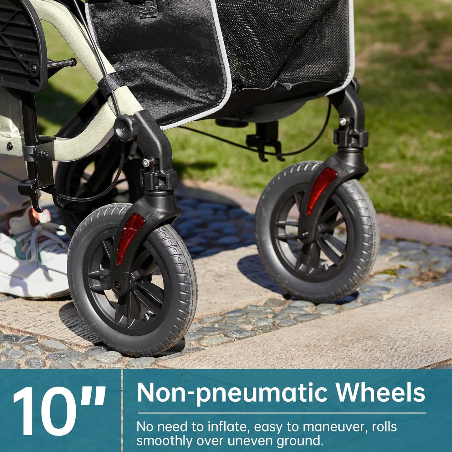 2026 Geländegängiger 2-in-1-Rollator und Transportstuhl, zusammenklappbarer Rollstuhl mit luftlosen 10-Zoll-Rädern für Senioren, umkehrbare Rückenlehne und abnehmbare Fußstützen, blau