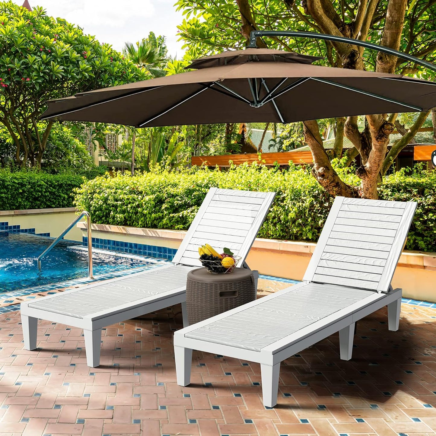 2026 Chaiselongue-Stühle für den Außenbereich, 4er-Set mit verstellbarer Rückenlehne, stabile Liegen für Terrasse und Poolrand, einfache Montage, wasserdicht und leicht mit einer Tragfähigkeit von 120 kg, schwarz