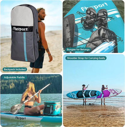 2026 Premium-Stand-Up-Paddle-Board, Yoga-Board mit strapazierfähigem SUP-Zubehör und Tragetasche | Breiter Stand, Surf-Kontrolle, rutschfestes Deck, Leine, Paddel und Pumpe für Jugendliche und Erwachsene
