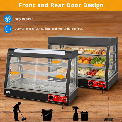 2026 3-Tier 35" 1500W 110V Hot Food Warmer Display Case Countertop