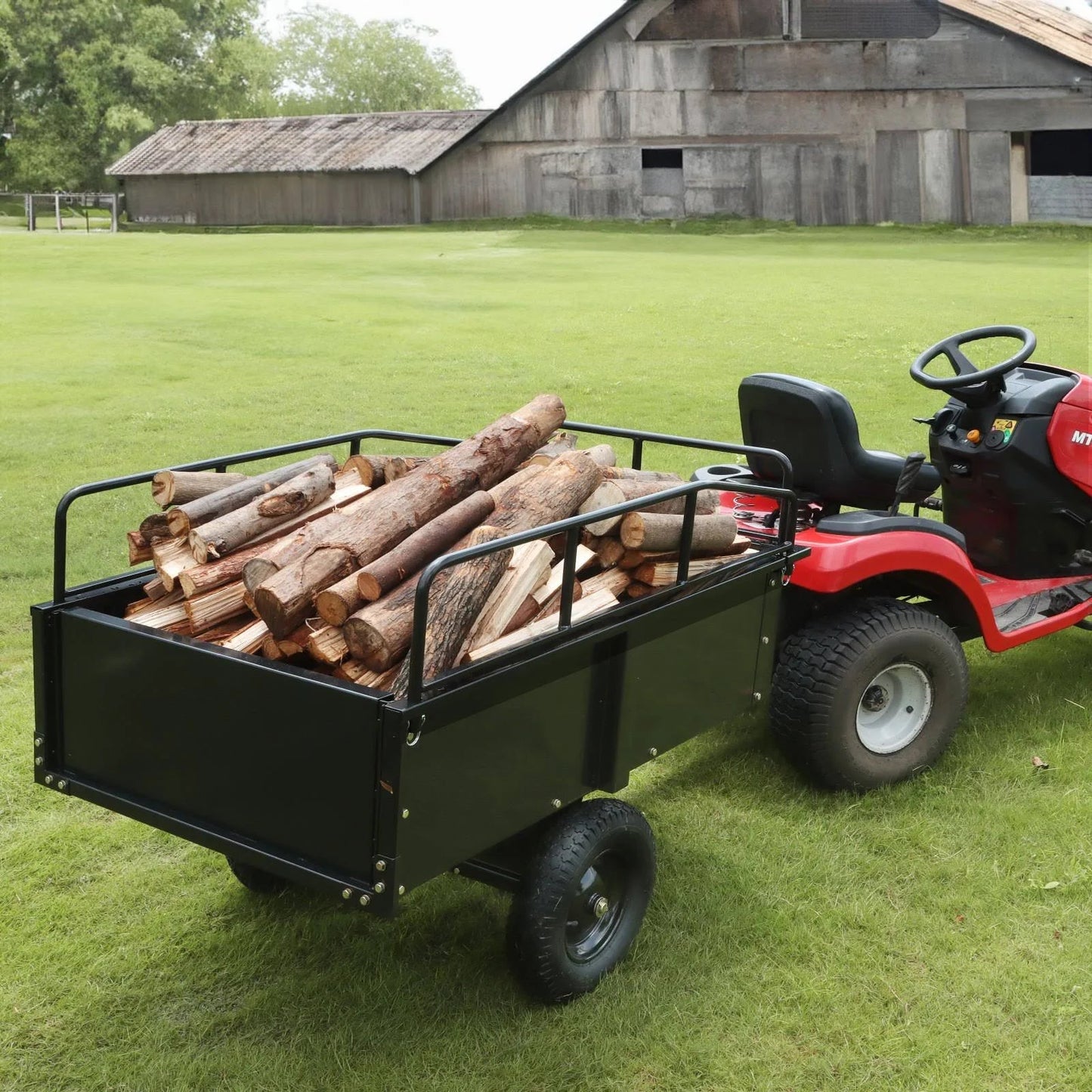 2026 VEVOR Hochleistungs-ATV-Anhänger, Kippwagen aus Stahl, 750 Pfund, 15 Kubikfuß, Gartenanhänger mit abnehmbaren Seitenwänden zum Fahren, L – MadeInUSA