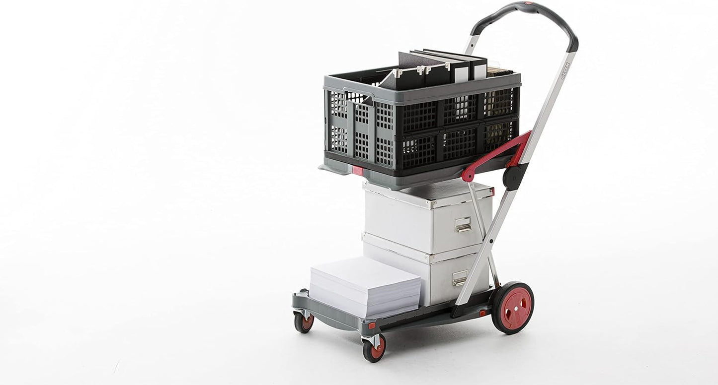 2026 Vielseitig einsetzbare, funktionale, zusammenklappbare Karren | Mobiler Klappwagen | Einkaufswagen mit Aufbewahrungskiste (schwarz)