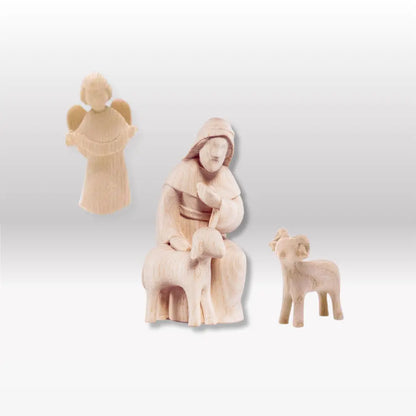 Hirte mit Engel und Widder (3 Figuren) von Akantus natur I AN-6