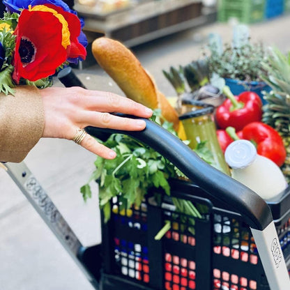 2026 Vielseitig einsetzbare, funktionale, zusammenklappbare Karren | Mobiler Klappwagen | Einkaufswagen mit Aufbewahrungskiste (schwarz)