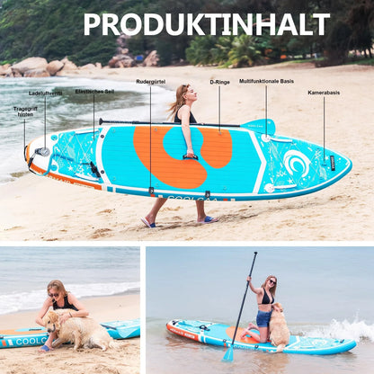 2026 COOLCAA 354cmx86cmx15cm Stand Up Paddling Board mit Premium SUP Zubehör, Tragkraft bis 210kg, SUP Board für Erwachsene und Jugendliche Aller Niveaus