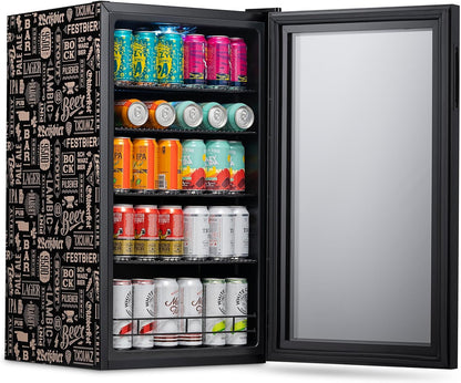 2026 Getränkekühlschrank | Freistehender Kühlschrank für 126 Dosen mit Glastür mit Scharnier rechts | Mini-Getränkekühlschrank, perfekt für Bier, Wein, Limonade und kühlere Getränke