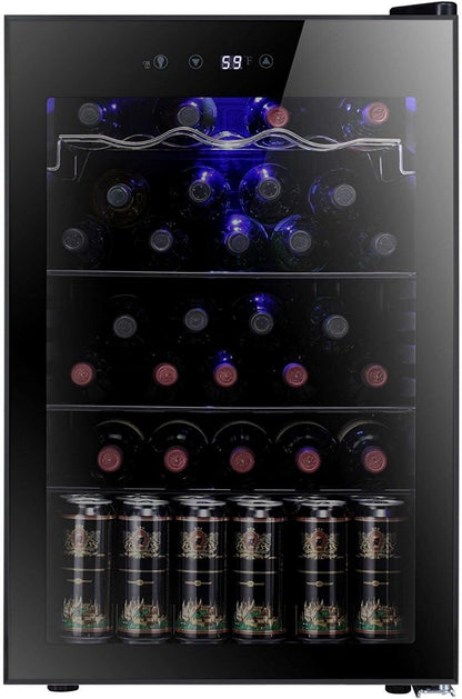 2026 Antarctic Star Weinkühler/-schrank für 36 Flaschen, Getränkekühlschrank, kleiner Mini-Weinkeller, Bier-/Sodabar-Kühlschrank, leiser Betrieb, Kompressor, Temperatureinstellung, freistehend, schwarz, 4,4 Kubikfuß