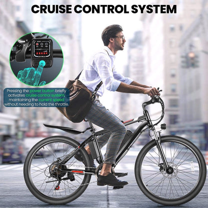 2026 500W Elektrofahrrad 26" E-Bike für Erwachsene mit Tempomat