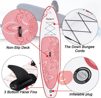 2026 Premium-Stand-Up-Paddle-Board, Yoga-Board mit strapazierfähigem SUP-Zubehör und Tragetasche | Breiter Stand, Surf-Kontrolle, rutschfestes Deck, Leine, Paddel und Pumpe für Jugendliche und Erwachsene