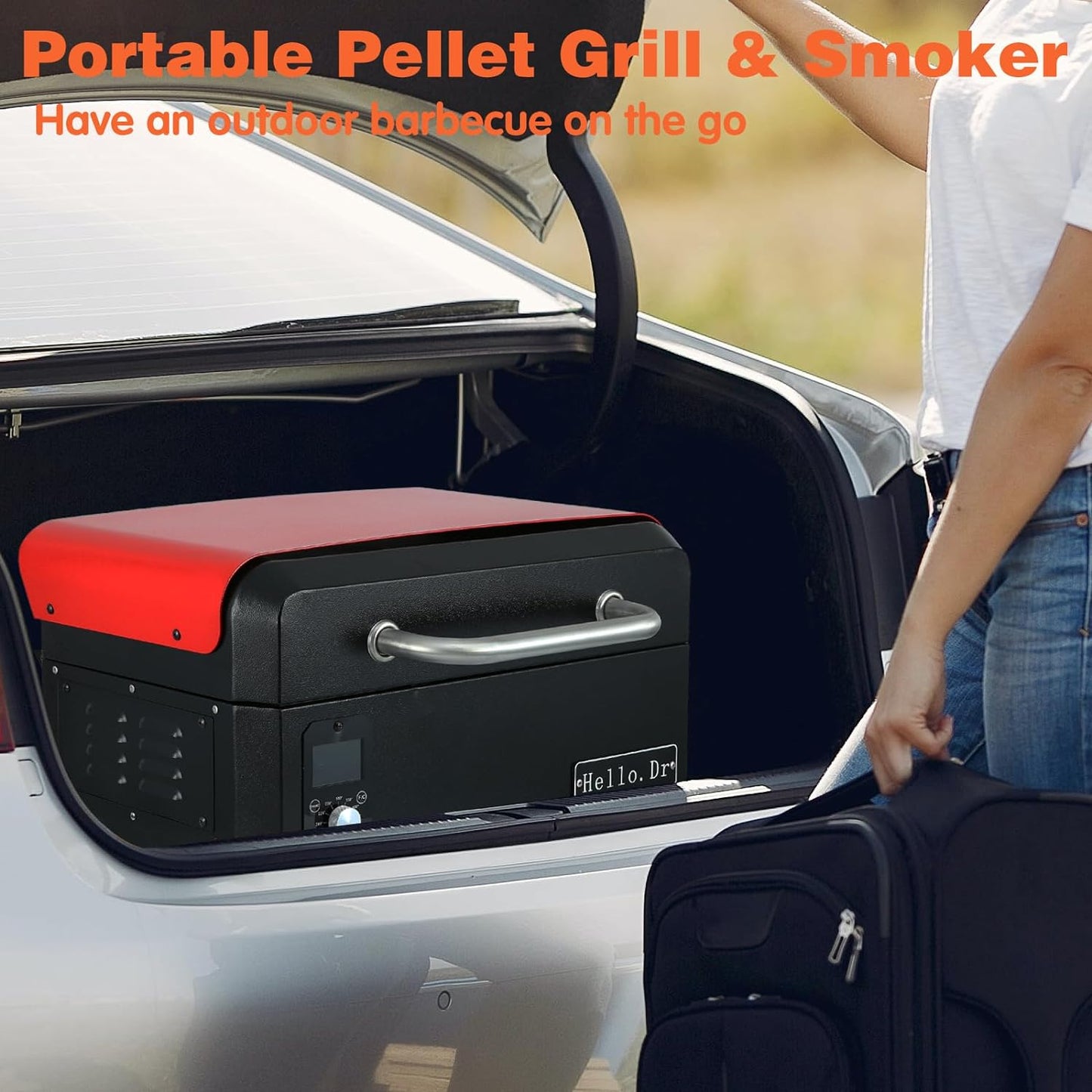 2026 Tragbarer Holzpelletgrill und Smoker, elektrischer 8-in-1-Tischgrill für den Außenbereich, für Wohnmobil-Camping, Tailgating, Wohnmobil-Kochen, BBQ, intelligente Temperaturregelung und Heißdampftechnologie