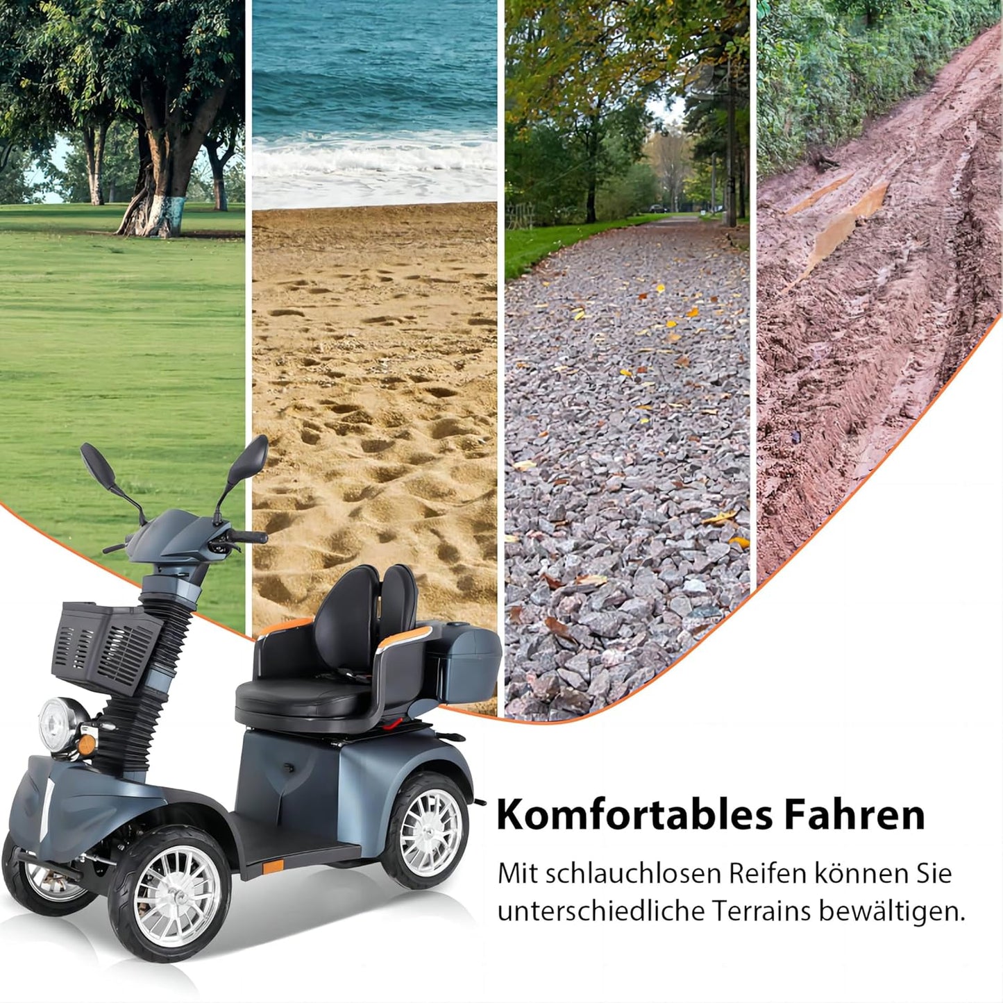 2026 ZVGREEN-Mobilitätsroller mit 4 Rädern-Seniorenmobil-Kapitänssitz-Max. 15km/h-geräumiger Stauraum-drehbarer Sitz-Elektromagnetische Bremse